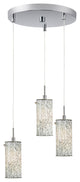 Tube 3-Light Cluster Pendant, Satin Nickel, Mosaic White