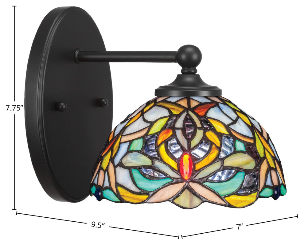 Capri 1-Light Wall Sconce, Matte Black/Kaleidoscope Art