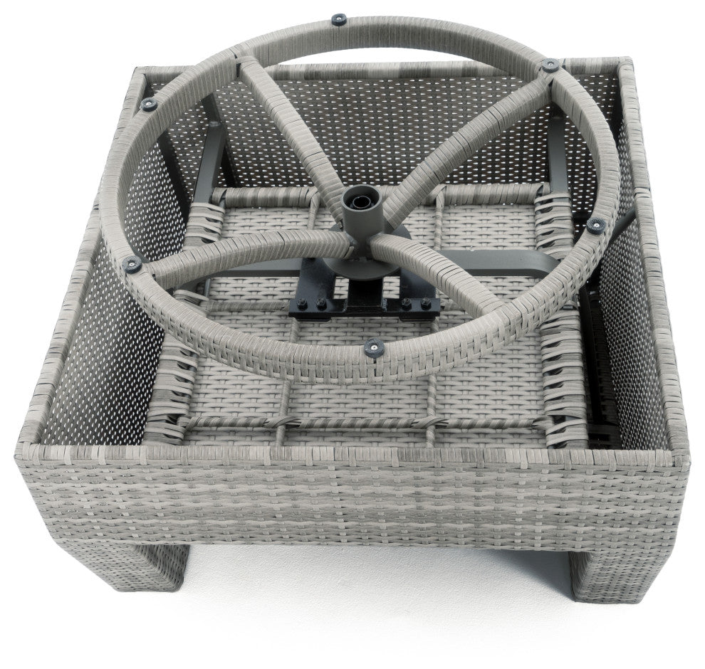 Cannes 5 Piece Sunbrella Motion Outdoor Fire Chat Set, Moroccan Cream
