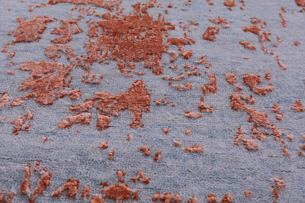 2' 6" X 18' 0" Wool and Silk Modern Hand Knotted Runner Rug Q11841