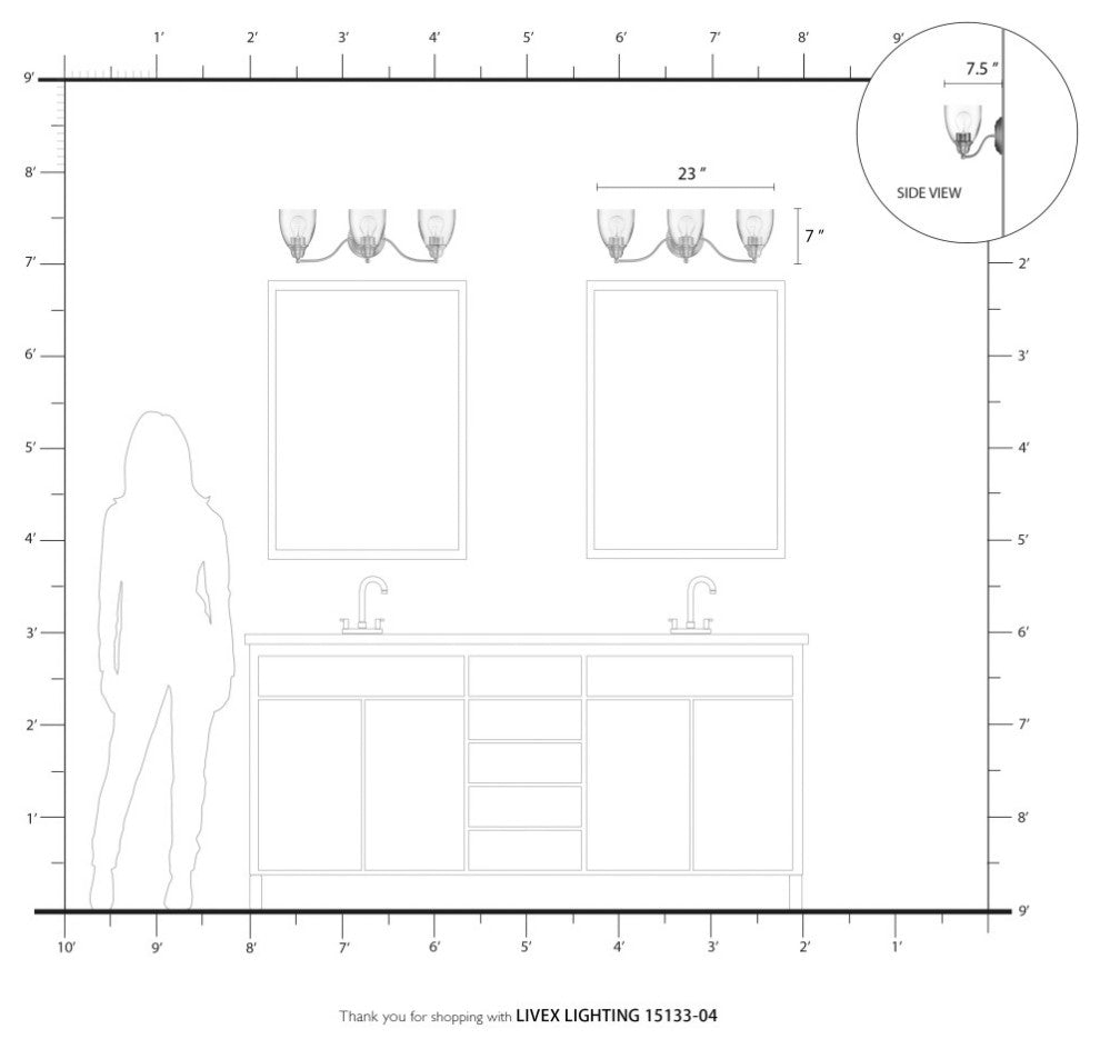 Montgomery 3 Light Black Vanity Sconce