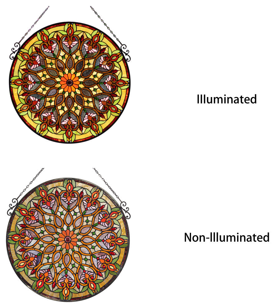CHLOE Lighting ARABELLA Tiffany-Style Victorian Stained Glass Window Panel