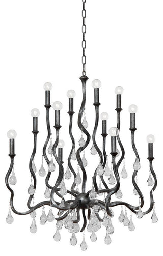 Corbett Lighting 414-34 Aveline 12 Light 34"W Crystal Candle - Black Silver