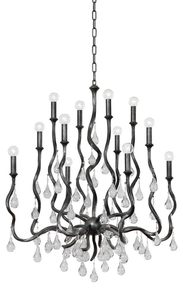 Corbett Lighting 414-34 Aveline 12 Light 34"W Crystal Candle - Black Silver