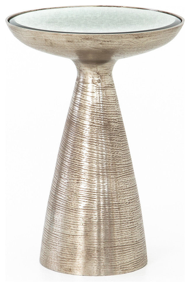 Four Hands Marlow Mod Pedestal Table, Brushed Nickel