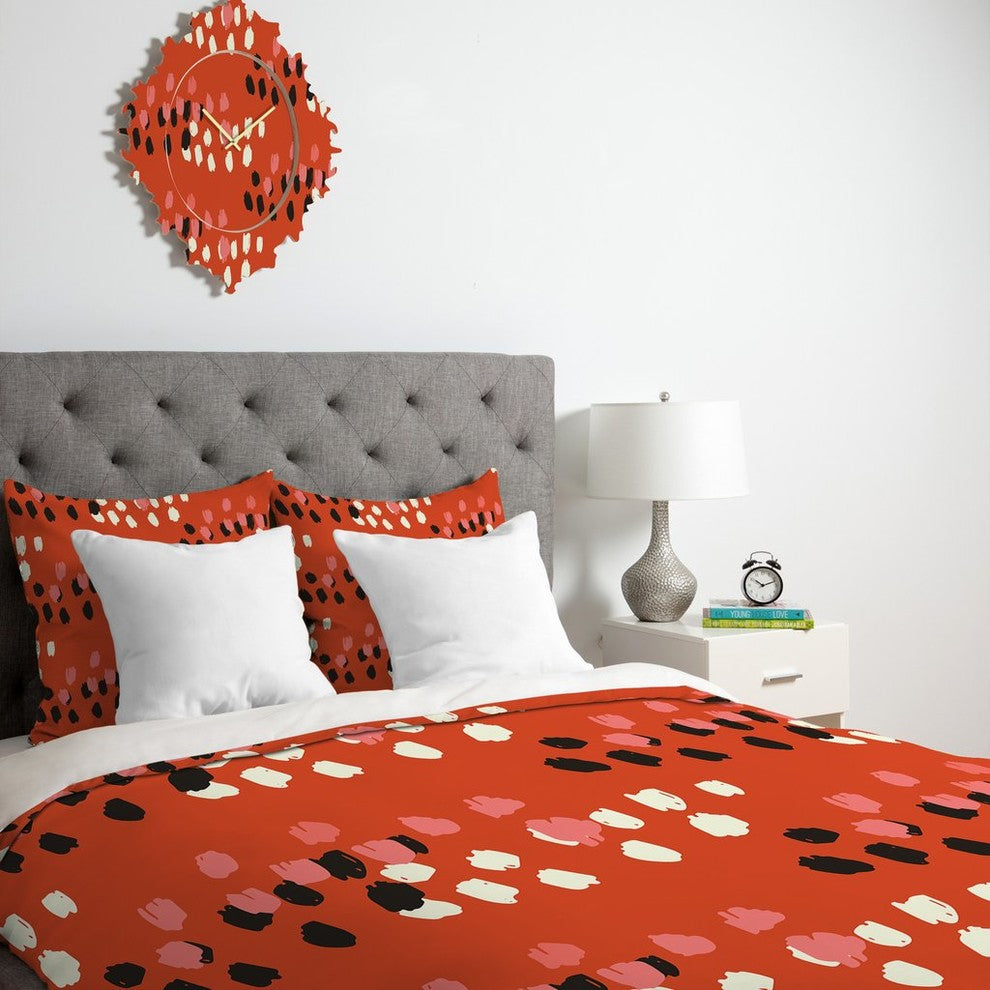 Morgan Kendall Red Scribbles Duvet Cover, King