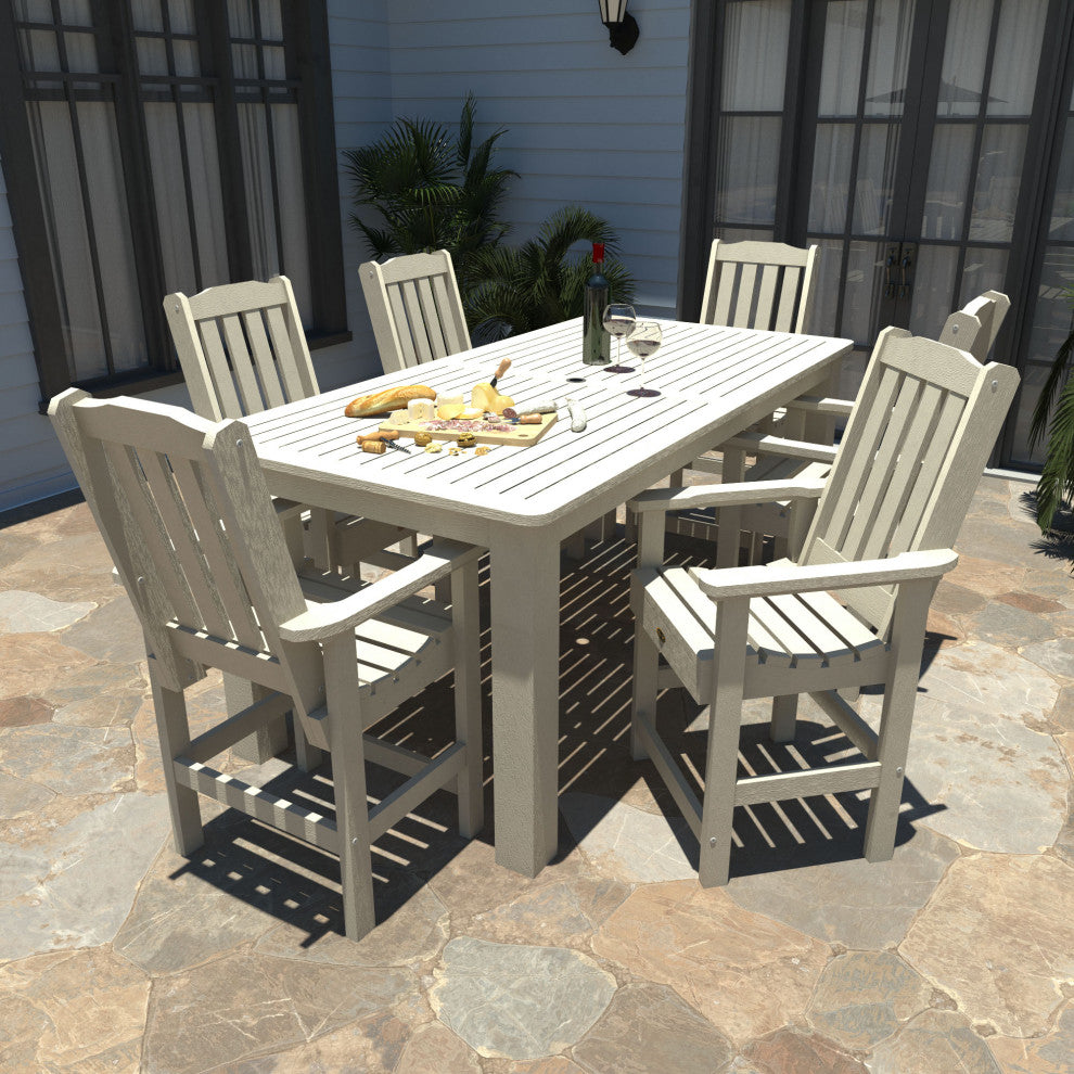 Springville 7-Piece 42x84 Counter Dining Set, Weathered Acorn, Whitewash