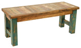 Rustic Reclaimed Wood Bench, Turquoise, 72"