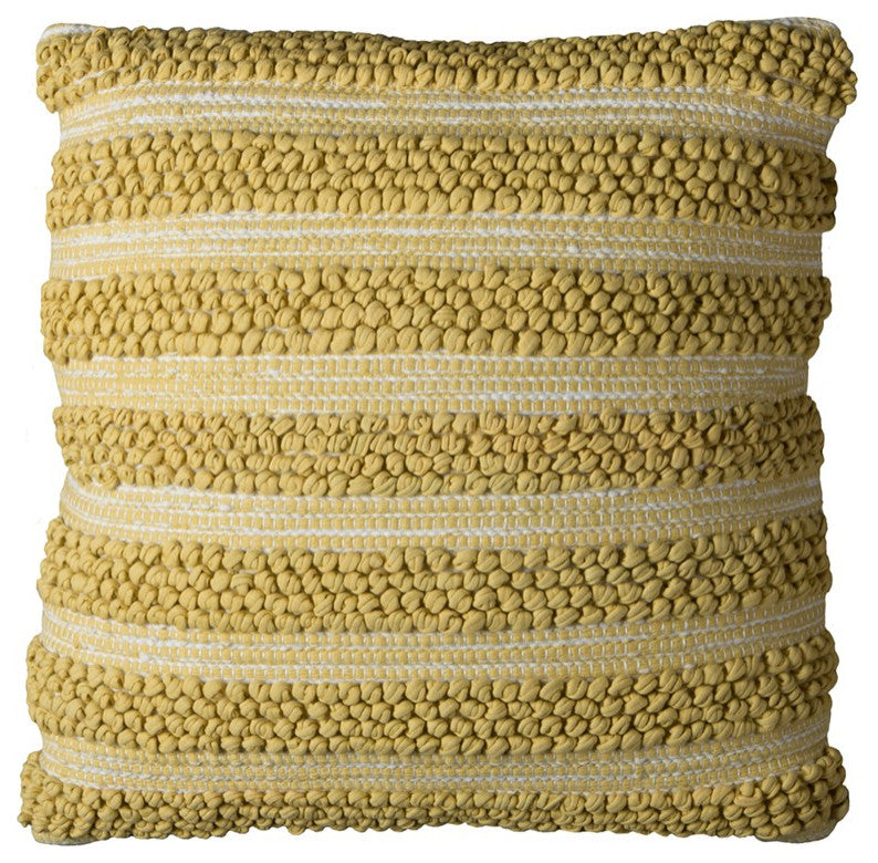 Beige Yellow Looping Striped Throw Pillow