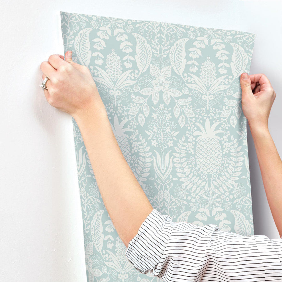 Pineapple Damask Light Blue Wallpaper