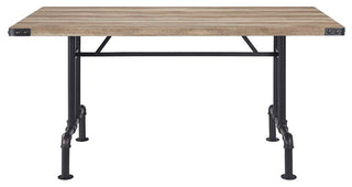 Acme Edina Dining Table, Oak & Sandy Black Finish