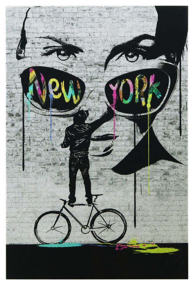 "New York Wall Glitter" High Resolution Graphic Wall Art Print on Wrapped Canvas