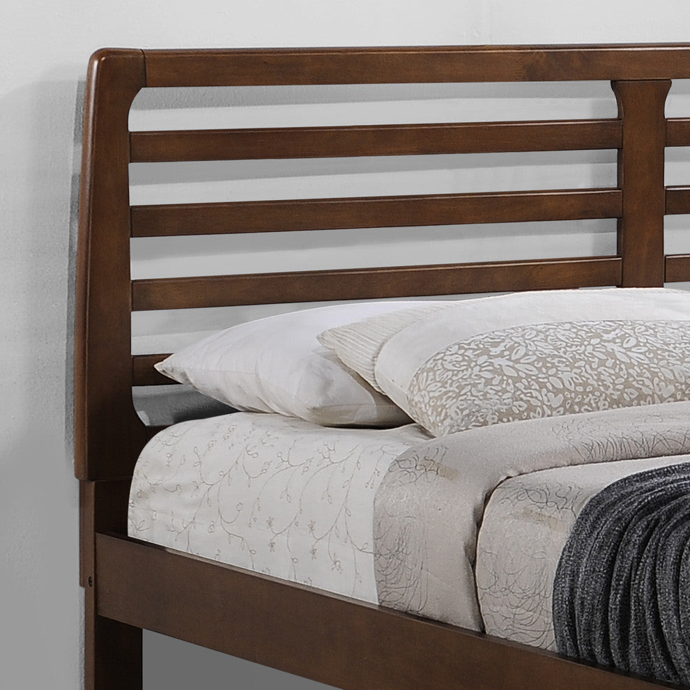 Blanche Transitional Wooden Queen Platform Bed, Walnut