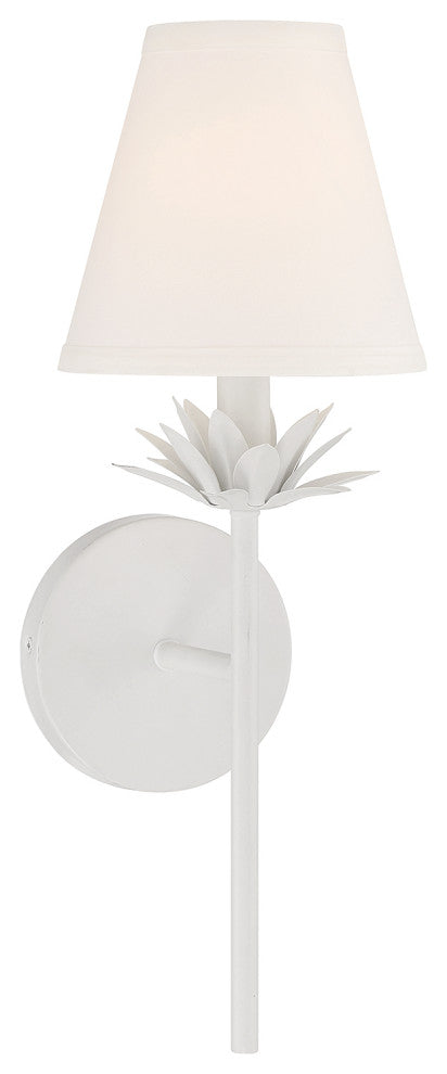 1-Light Wall Sconce, Matte Black, White