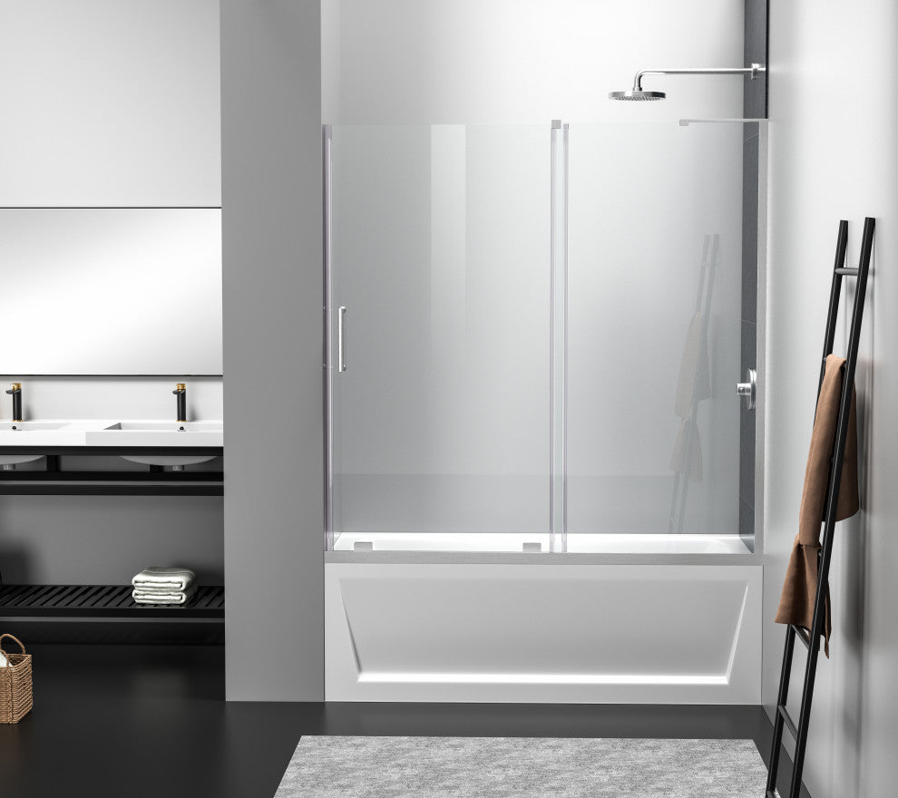 Home Living 60X60 Frameless Sliding Tub Door, Brushed Nickel