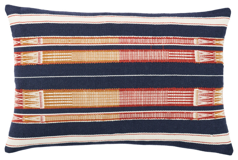 Jaipur Living Patkai Tribal Navy/Cream Poly Fill Pillow 16"X24" Lumbar