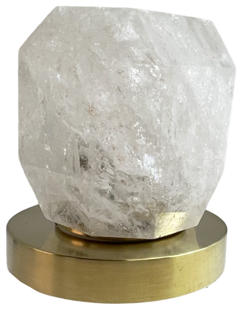 CastelloUSA Widespread, Bath Faucet, 2-White Rock Crystal Handles, Brushed Gold