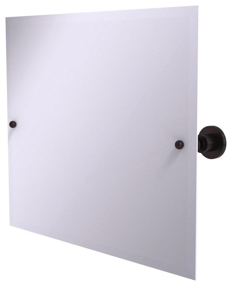 Frameless Landscape Tilt Mirror with Beveled Edge, Antique Bronze