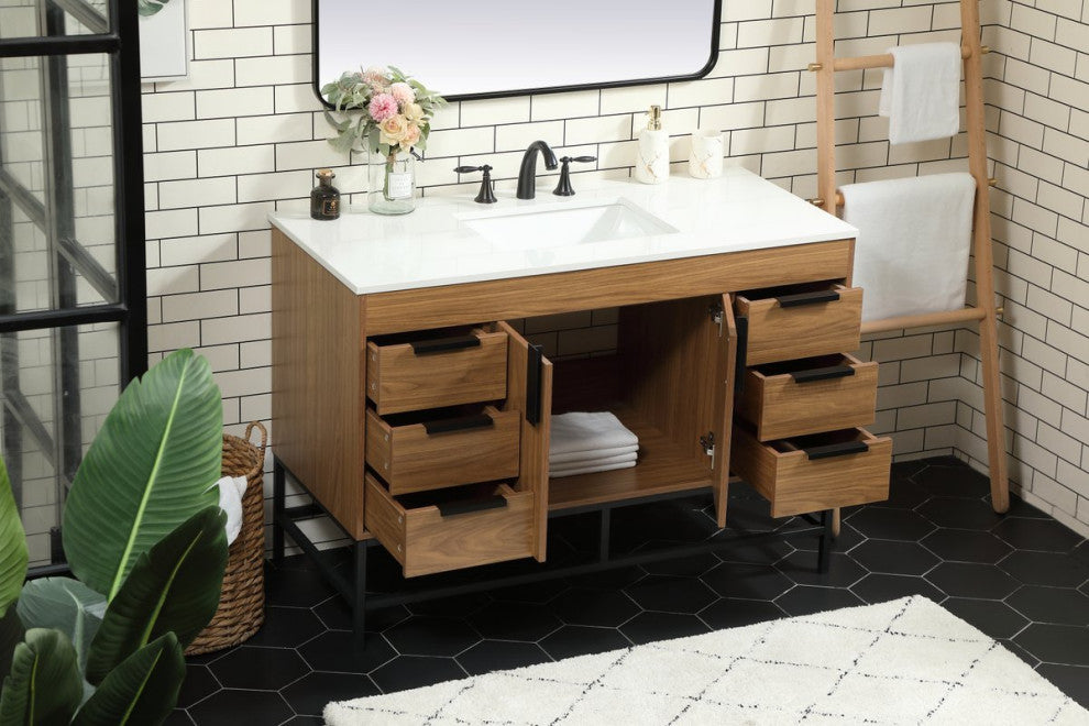 Home Living 22" Modern Walnut Brown-Light Bathroom Vanity