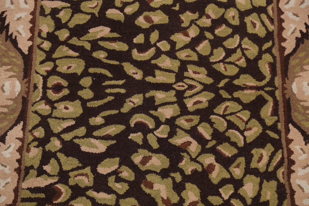 Floral Brown Oriental Area Rug Wool Hand-tufted Bedroom Carpet 5x8