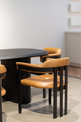 Modrest Hazen Modern Camel Leather + Black Iron Dining Chair