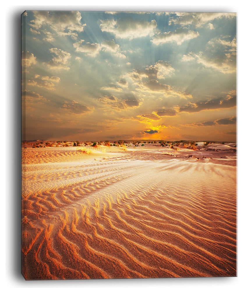 "Red Desert Under Blue Cloudy Skies" Modern Landscape Wall Art Canvas, 30"x40"