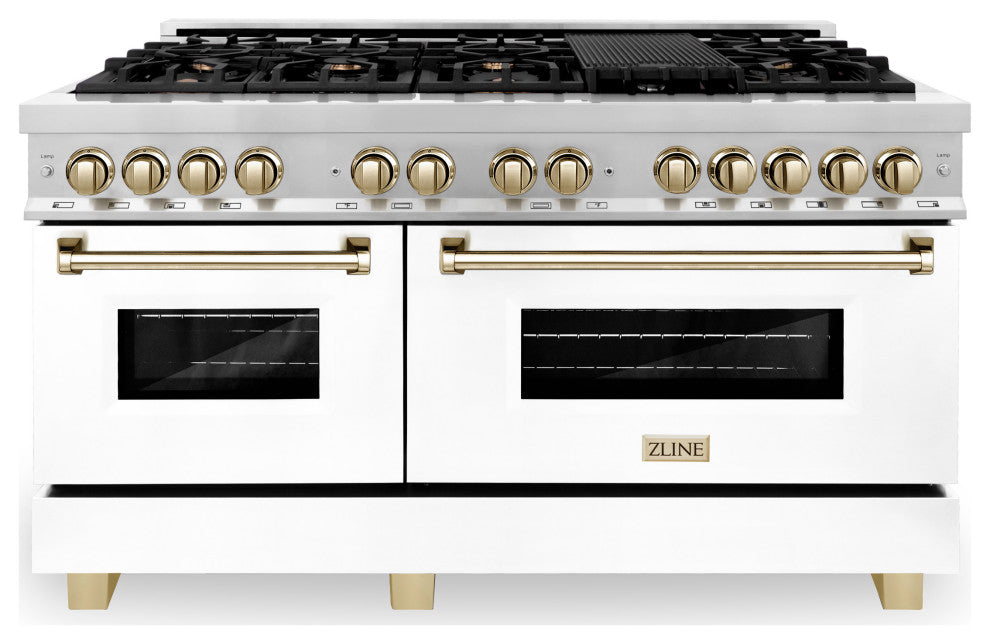 ZLINE 60" Dual Fuel Range, Stainless With White Matte Door RAZ-WM-60-G