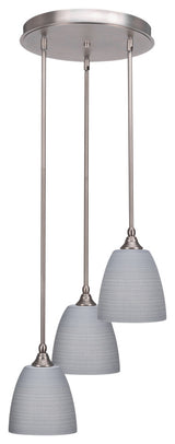 Empire 3-Light Cluster Pendalier, Brushed Nickel/Gray Matrix
