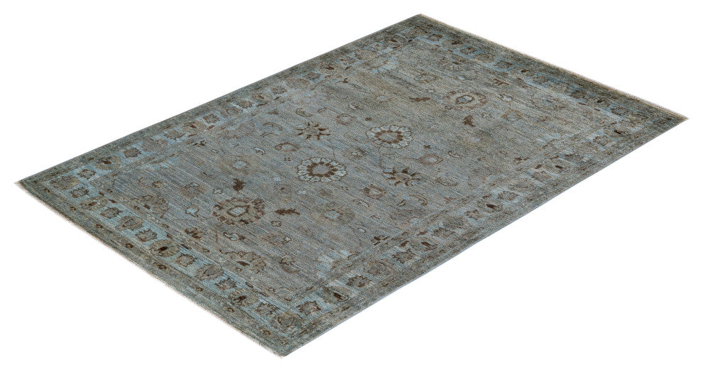 Vibrance, One-of-a-Kind Hand-Knotted Area Rug Gray, 3'10"x5'10"