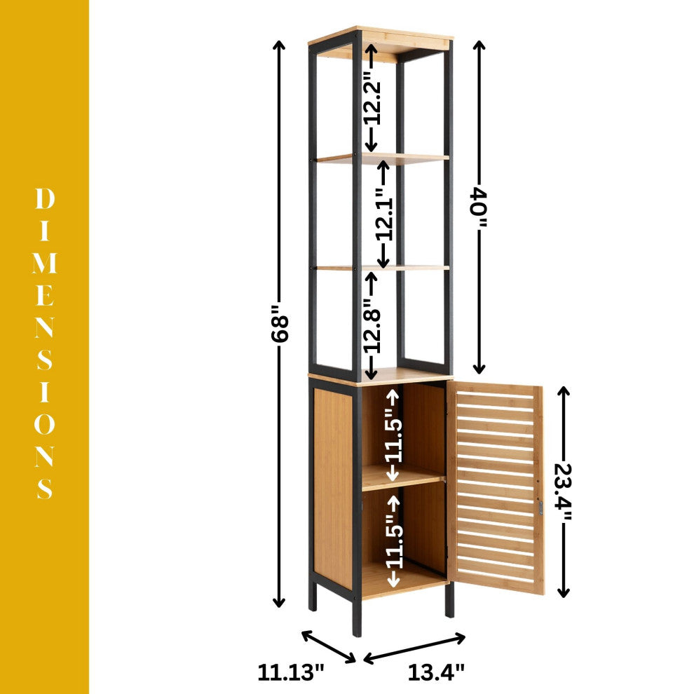 Tall Bathroom Storage Cabinet, Slim Linen Cabinet for Bathroom Organization, Cebu