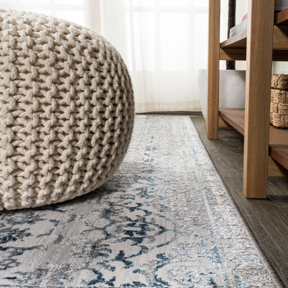 Tidal Modern Strie' Area Rug, Gray/Blue, 4 X 6