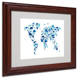 'Dinosaur World Map' Matted Framed Canvas Art by Michael Tompsett