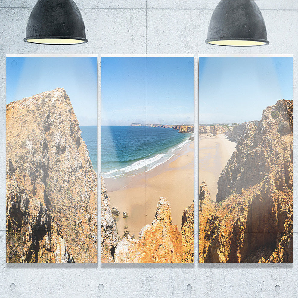 "Rocky Bay Portugal Panorama" Metal Wall Art, 3 Panels, 36"x28"