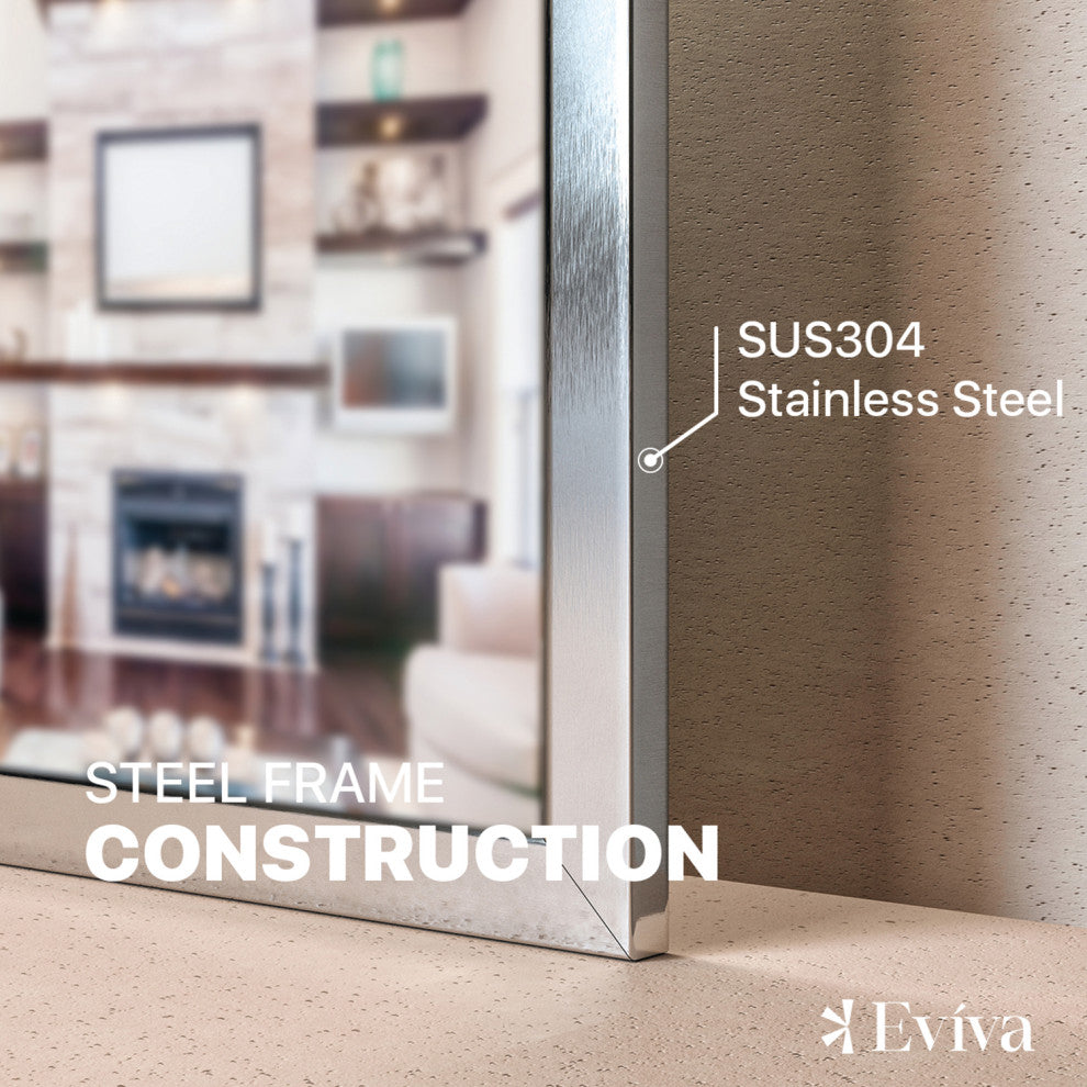 Eviva Sax Polished Chrome Wall Mirror, 60"