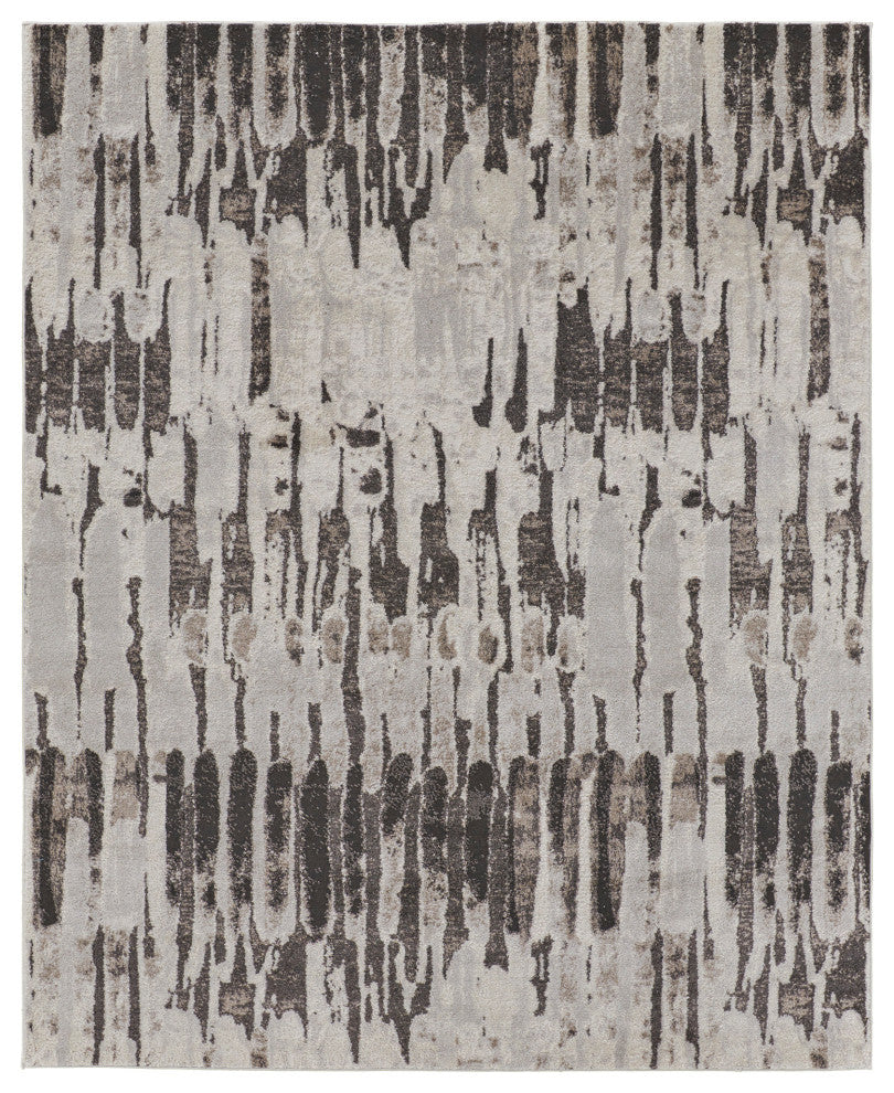 Weave & Wander Kayden Contemporary Abstract Rug, Gray/Charcoal, 9' X 12'