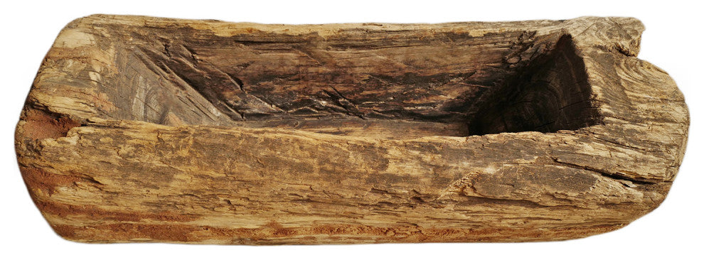 Consigned Old India Wood Log Trough 2