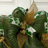 Lucky Shamrock St Patrick's Day Wreath Handmade Deco Mesh