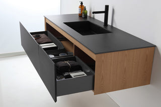 OSLO Wall Mount Modern Bathroom Vanity, Matte Black, 60"
