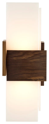 Acuo LED Wall Sconce, Brushed Aluminum, Frosted, Walnut