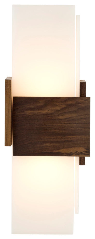 Acuo LED Wall Sconce, Brushed Aluminum, Frosted, Walnut