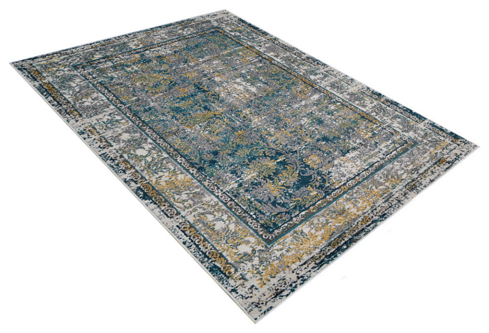 MACHINE MADE HEATSET POLYPROPYLENE AREA RUGS -Silver Color,Oriental Design, [Rectangle] 5'x8'