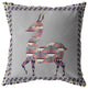 16" Purple Cream Boho Deer Zippered Suede Throw Pillow