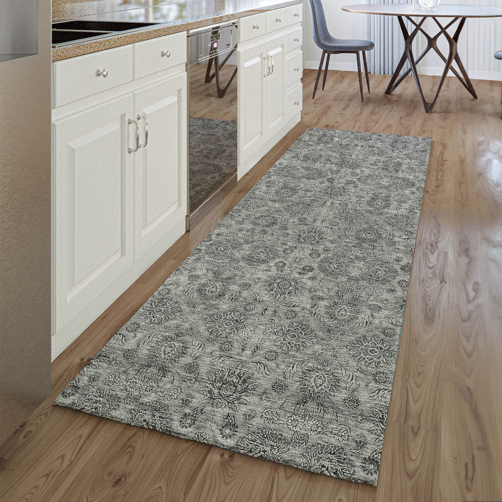 Premium Machine Washable Mayfield AMF702 Gray 2'3" x 7'6" Runner Rug