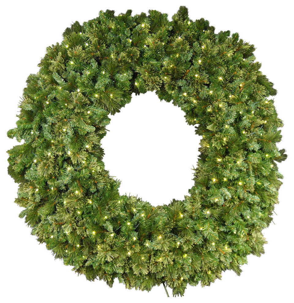 5' Blended Pine Wreath Pre-Lit With Warm White LEDs