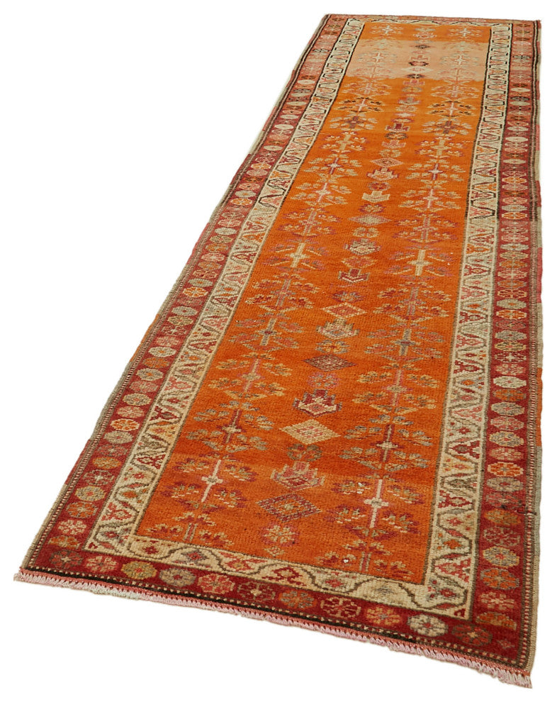 Rug N Carpet - Handwoven Oriental 2' 11" x 11' 8" Vintage Runner Rug