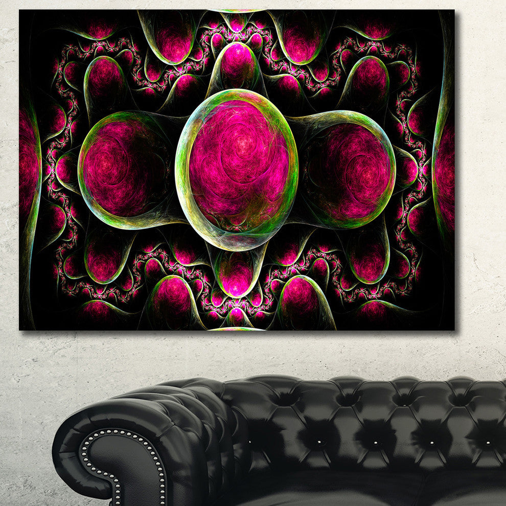 Pink Exotic Fractal Pattern, Abstract Art on Canvas, 40x30