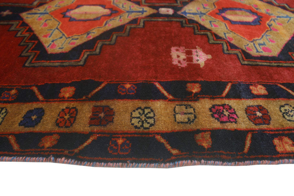 Fine Vintage Distressed Devon Rust/Gold Runner, 3'8x9'0