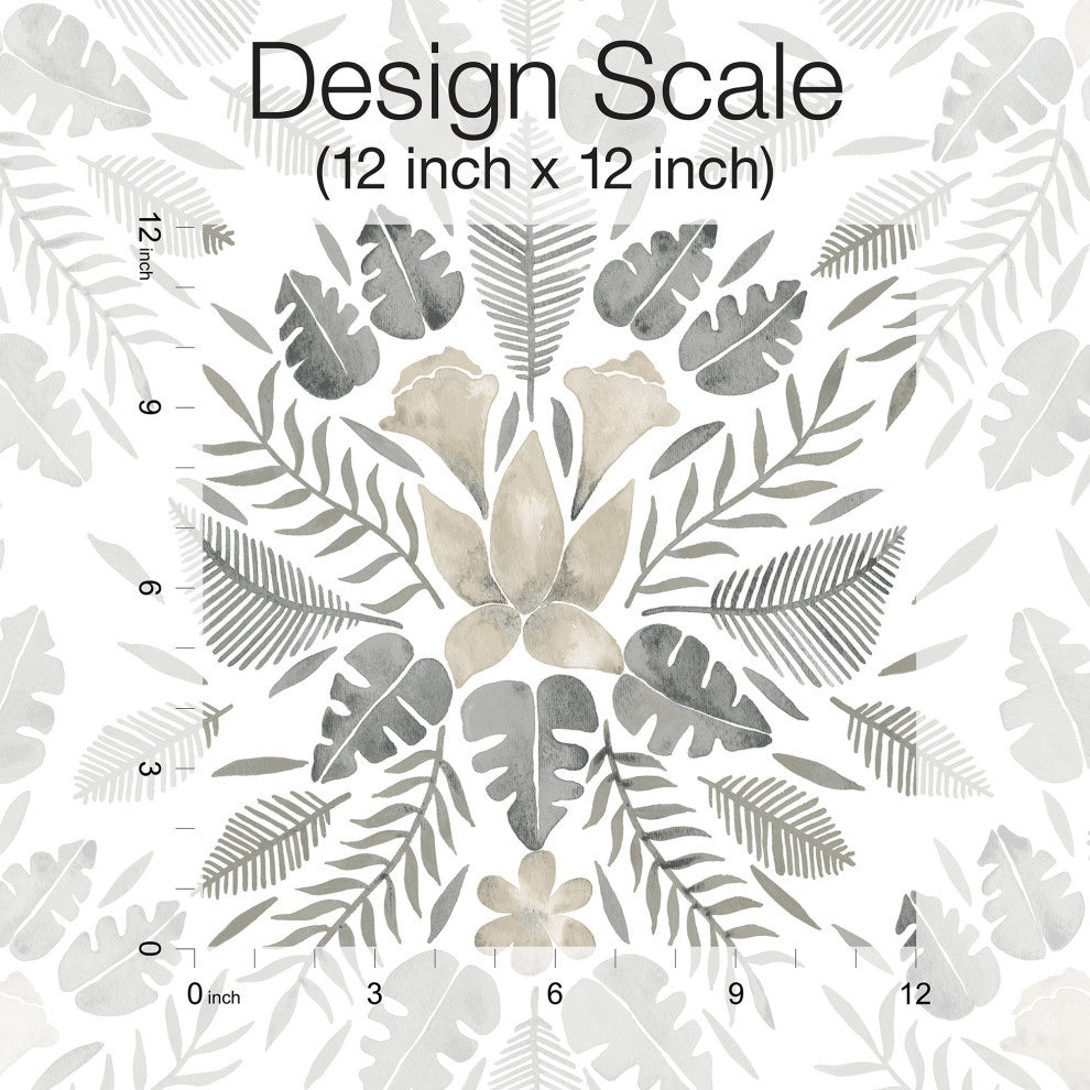 Gray & Taupe Gray Cat Coquillette Tropical Peel & Stick Wallpaper