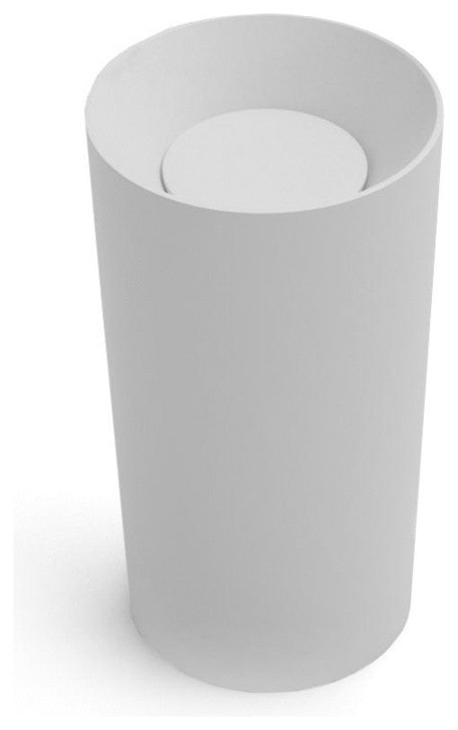 ADM Circular Freestanding Pedestal Sink, White, 20", Glossy White