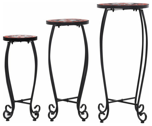 vidaXL Mosaic Tables 3 pcs Terracotta and White Ceramic